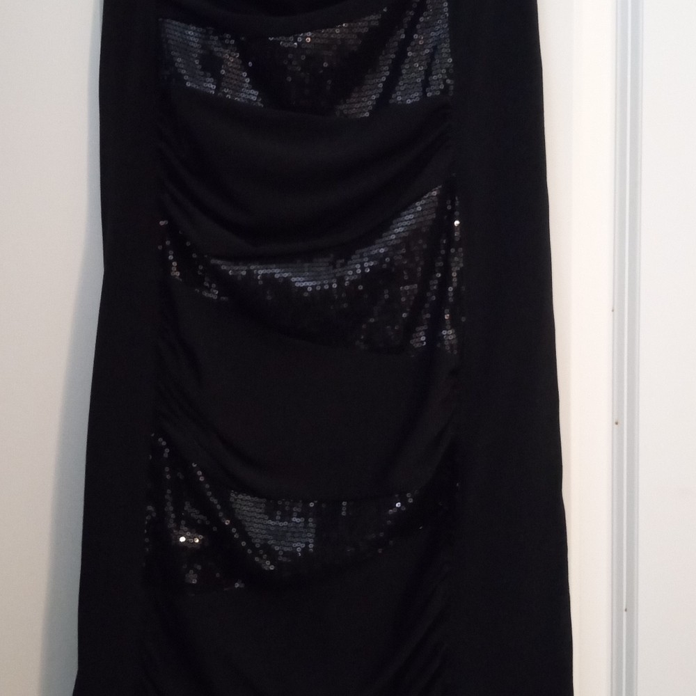 Beautiful Little Black Detail Sequin Dress